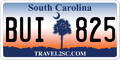 SC license plate BUI825