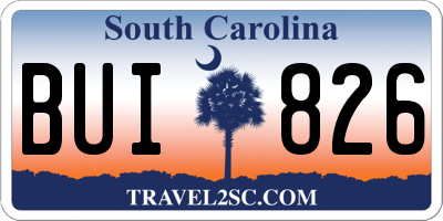 SC license plate BUI826