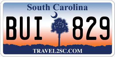 SC license plate BUI829