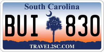 SC license plate BUI830