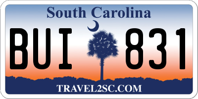 SC license plate BUI831