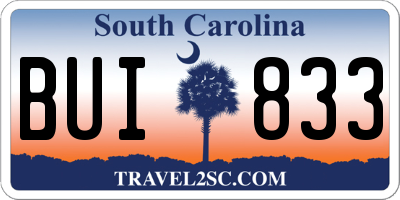 SC license plate BUI833