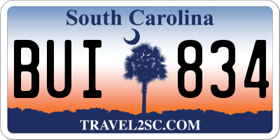 SC license plate BUI834