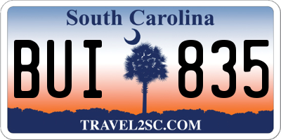 SC license plate BUI835