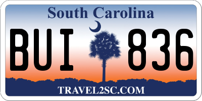 SC license plate BUI836