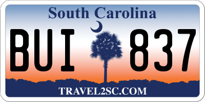 SC license plate BUI837