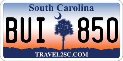 SC license plate BUI850