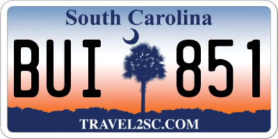 SC license plate BUI851