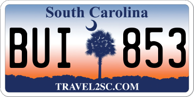 SC license plate BUI853