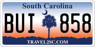 SC license plate BUI858