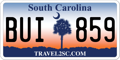 SC license plate BUI859