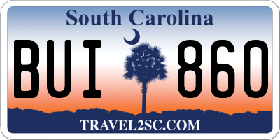SC license plate BUI860