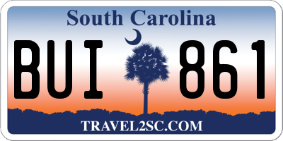 SC license plate BUI861