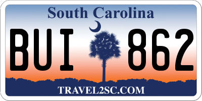 SC license plate BUI862