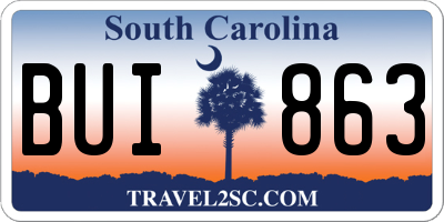 SC license plate BUI863