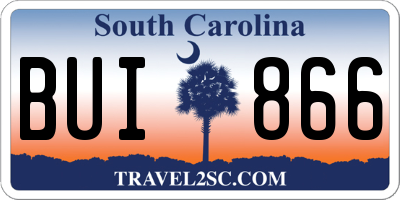 SC license plate BUI866