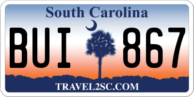 SC license plate BUI867
