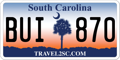 SC license plate BUI870