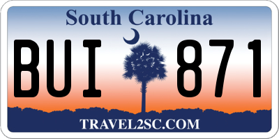 SC license plate BUI871
