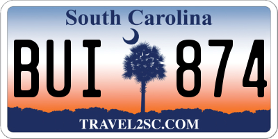 SC license plate BUI874
