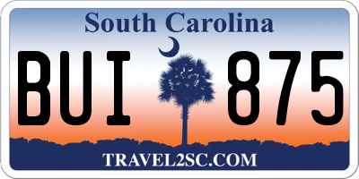 SC license plate BUI875