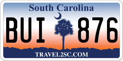 SC license plate BUI876