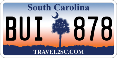 SC license plate BUI878