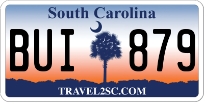 SC license plate BUI879