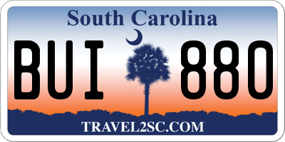 SC license plate BUI880