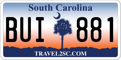 SC license plate BUI881