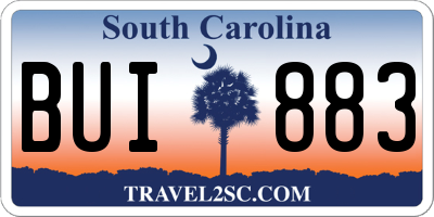 SC license plate BUI883