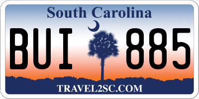 SC license plate BUI885