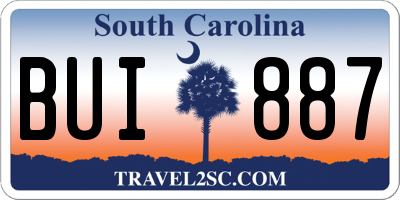 SC license plate BUI887