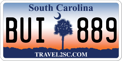SC license plate BUI889