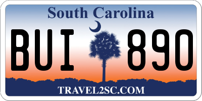 SC license plate BUI890