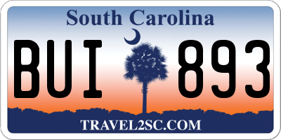 SC license plate BUI893