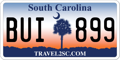 SC license plate BUI899