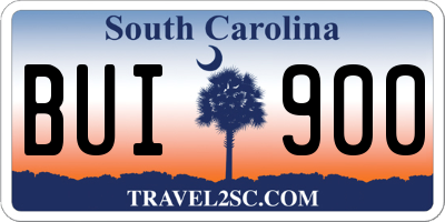 SC license plate BUI900