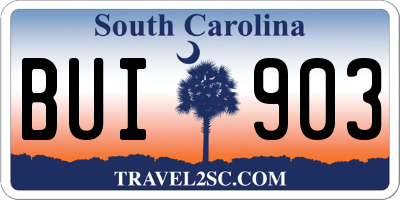SC license plate BUI903