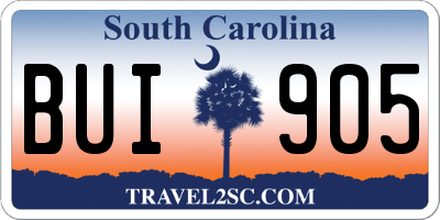 SC license plate BUI905