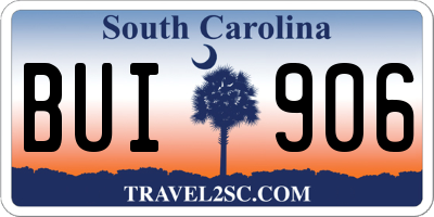 SC license plate BUI906