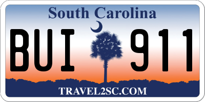 SC license plate BUI911