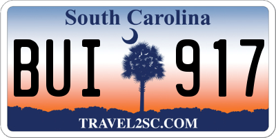 SC license plate BUI917