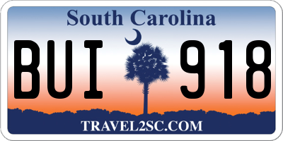 SC license plate BUI918