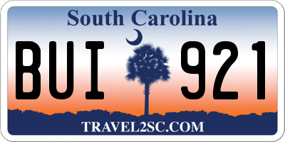 SC license plate BUI921