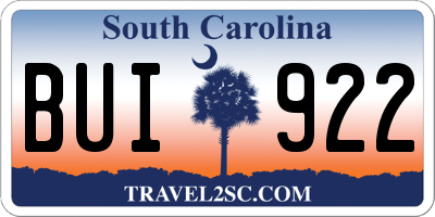 SC license plate BUI922