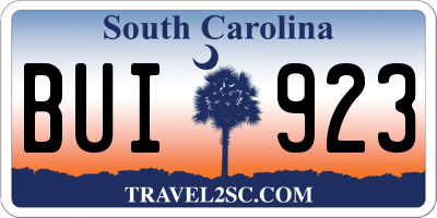 SC license plate BUI923