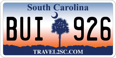 SC license plate BUI926