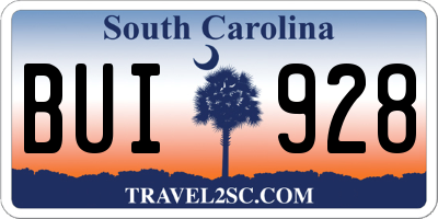 SC license plate BUI928