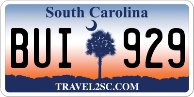 SC license plate BUI929